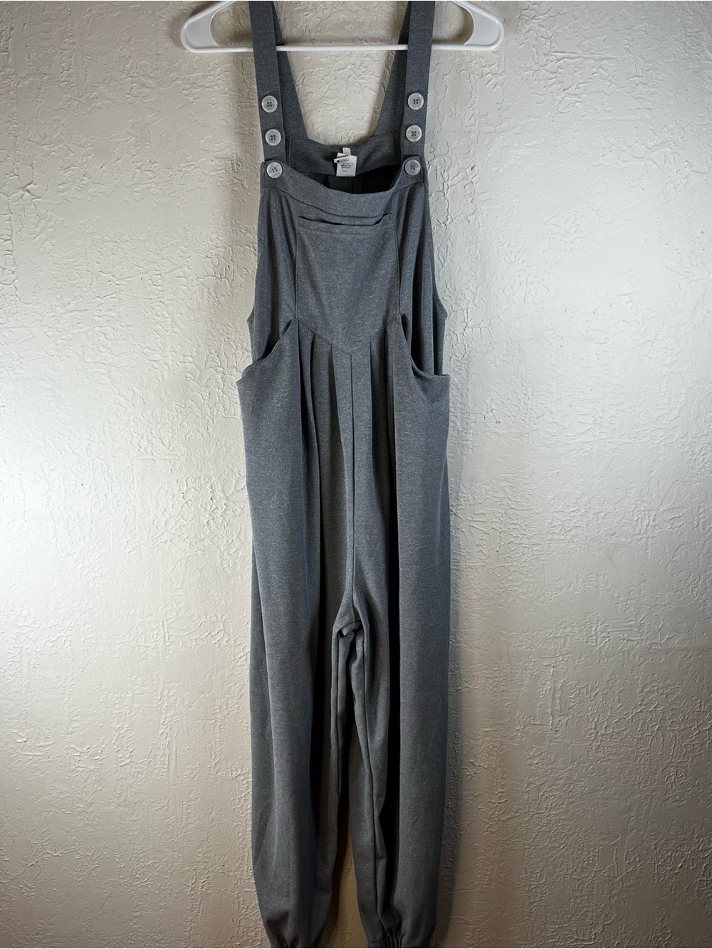 Halara Pockets Waffle Casual Jogger Overalls in Waffle Gray - Picture 3 of 14